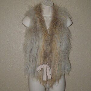 Sz S Linda Richards Luxury Beige Tan Raccoon Fur Vest
